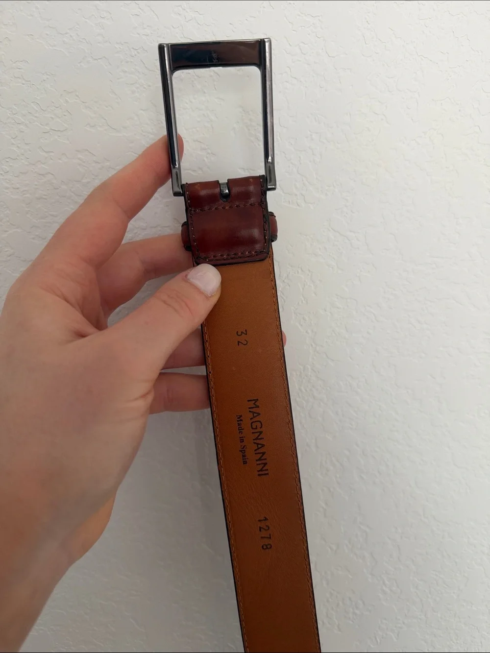 Magnanni Men's Leather Belt in Cognac Brown size 32